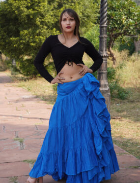 Cotton hand made solid skirt blue/tribal skirt/belly skirt