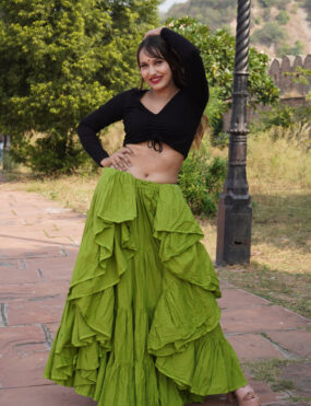 Cotton solid skirt olive green/tribal skirt/belly skirt