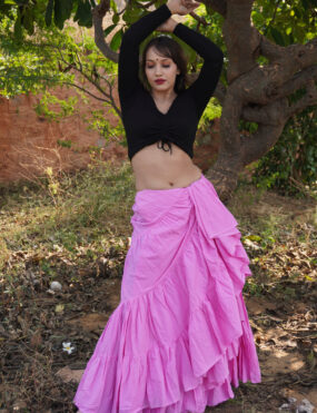 Cotton hand made solid skirt pink/tribal skirt/belly skirt