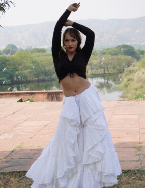 Cotton hand made solid skirt white/tribal skirt/belly skirt