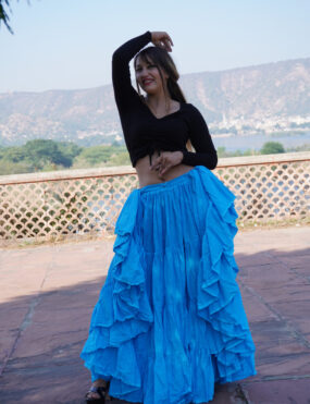 Cotton hand made solid skirt turquoise/tribal skirt/belly skirt