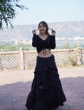 Cotton hand made solid skirt black/tribal skirt/belly skirt