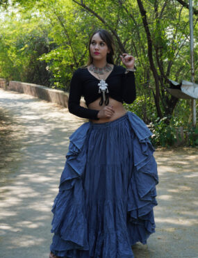 Cotton hand made solid skirt grey/tribal skirt/belly skirt